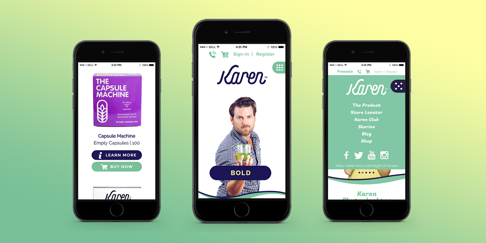 Karen website on mobile