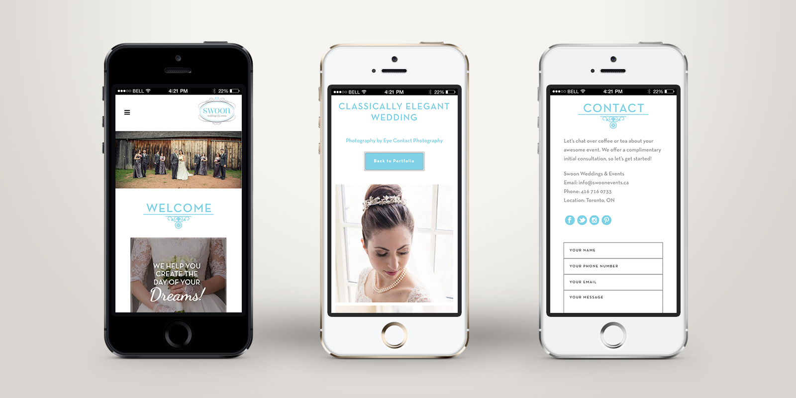 Swoon Events mobile site